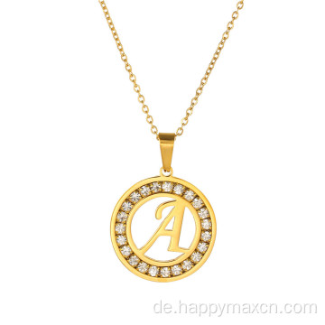 Modeschmuck 18 kgold plattierte hohle runde Alphabetanhänger